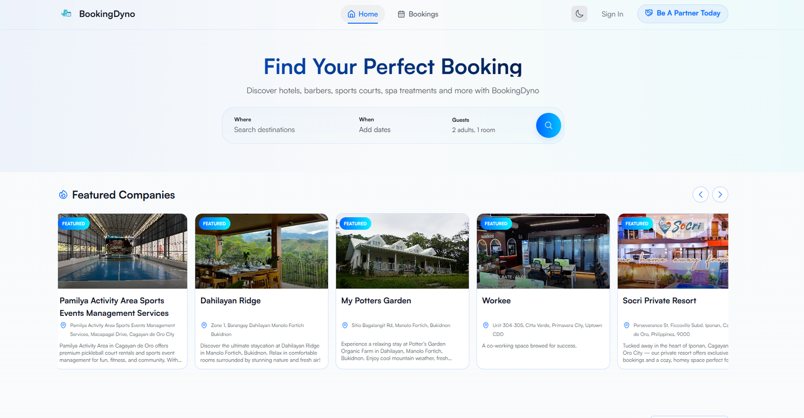 BookingDyno partner dashboard preview